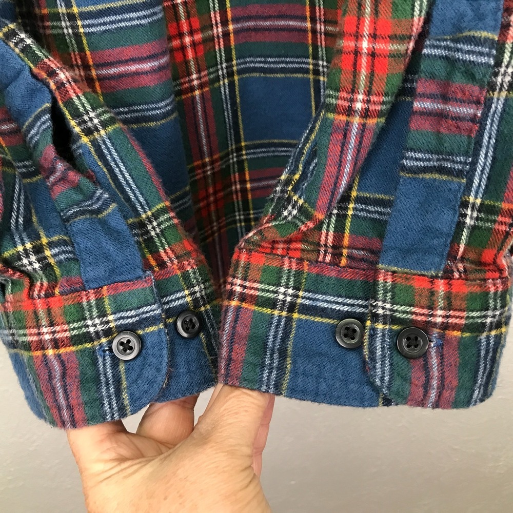 LL Bean Mens XL Scotch Plaid Flannel Shirt Traditional Fit Blue Red Cotton 22806 - Picture 5 of 12